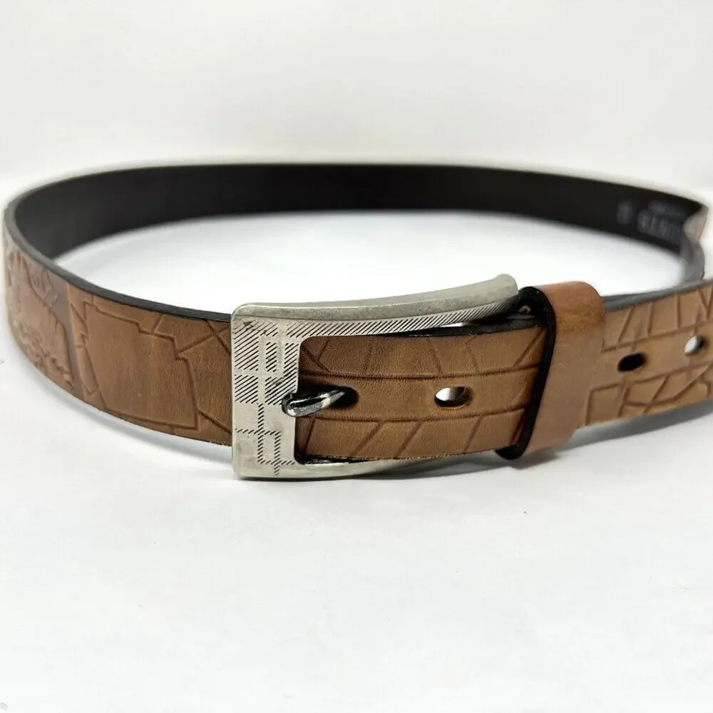 Vintage Grunts Peru Leather Belt Cuzco Tooled Carved Llama Western 40/100